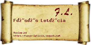 Füsüs Letícia névjegykártya